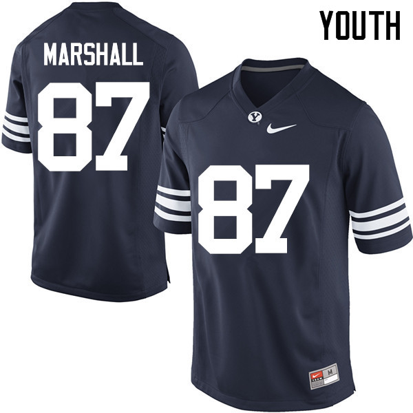 Youth #87 Hunter Marshall BYU Cougars College Football Jerseys Sale-Navy - Click Image to Close